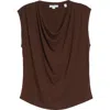 Vince Sleeveless Draped Cowl Neck Top Espresso In Brown