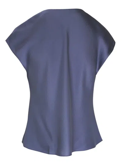 Vince Cowl Nk Cap Slv Blouse In Blue