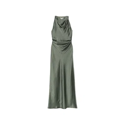 Vince Cowl-neck Ruched Maxi Dress In Green