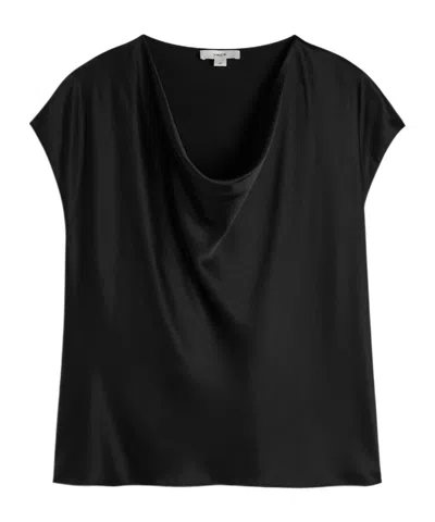 Vince Cowl-neck Silk Blouse In Black