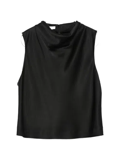 Vince Cowl-neck Sleeveless Top In Black