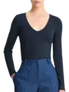 Vince V-neck Knit Top In Blue
