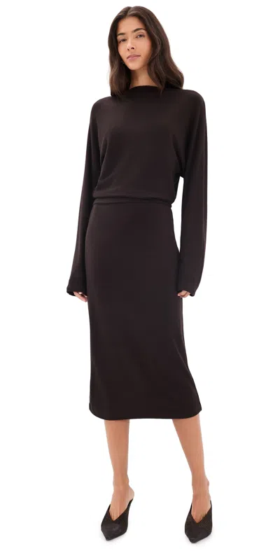 Vince Cozy Midi Dress Cinderwood In Brown