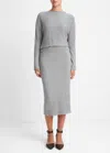 Vince Midi Sweater Skirt In Silver