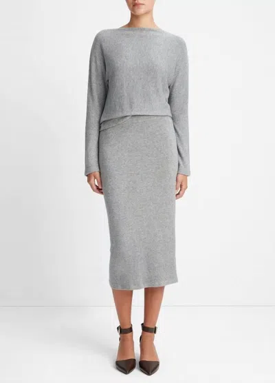 VINCE COZY MIDI SKIRT IN HEATHER SILVER DUST