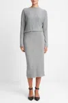 VINCE COZY MIDI SKIRT IN SILVER DUST