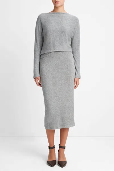 Vince Midi Sweater Skirt In Grey