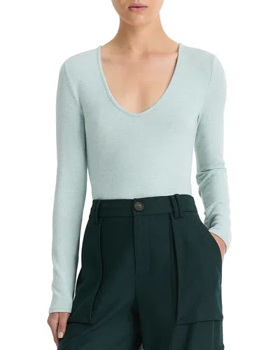 Vince Cozy V Neck Top In Blue