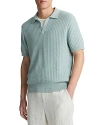 Vince Crafted Rib Cotton & Cashmere Regular Fit Polo Collar Sweater In Ceramic Blue