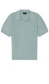 VINCE CRAFTED RIB SHORT SLEEVE JOHNNY COLLAR POLO