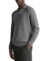 Vince Craftsman Rib Johnny Collar Sweater In Rain Cloud
