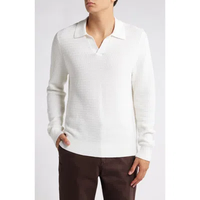 Vince Craftsman Rib Johnny Collar Sweater In Off White