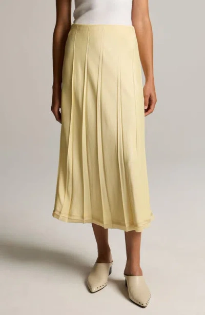 Vince Creased Pleat Raw Hem Maxi Dress In Yellow