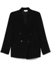 Vince Crepe Double-breasted Blazer In Black