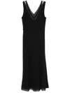 Vince Crepe Midi Dress In Black