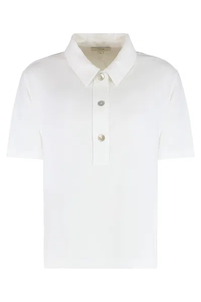 Vince Short Sleeve Crepe Polo Shirt In White
