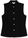 Vince Sleeveless Button Down Blouse In Black