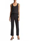 Vince Crepe Tailored Straight Leg Pants In Black In Black