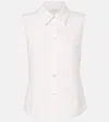 Vince Sleeveless Button-front Shirt In Off White In Weiss