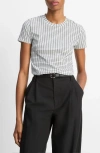 Vince Check Short-sleeve Crewneck Top