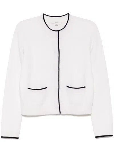 VINCE CONTRAST-TIPPED PRESS-STUD CARDIGAN