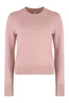 Vince Soft Cashmere Crew-neck Sweater With Ribbed Cuffs In Pink