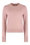 Vince Soft Cashmere Crew-neck Sweater With Ribbed Cuffs In Pink