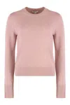 Vince Soft Cashmere Crew-neck Sweater With Ribbed Cuffs In Pink