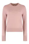 Vince Soft Cashmere Crew-neck Sweater With Ribbed Cuffs In Pink