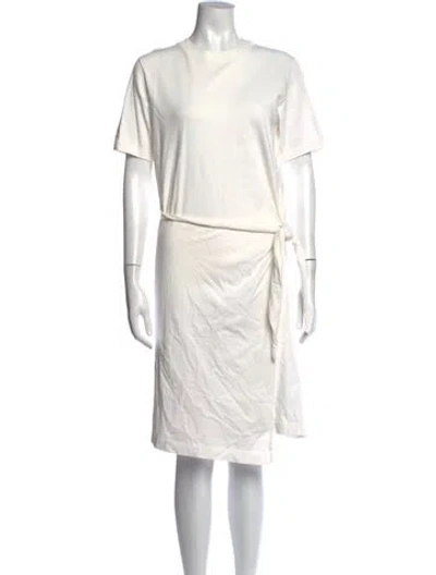Pre-owned Vince Crew Neck Knee-length Dress In White
