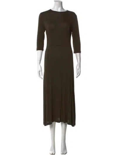 Pre-owned Vince Crew Neck Long Dress In Green