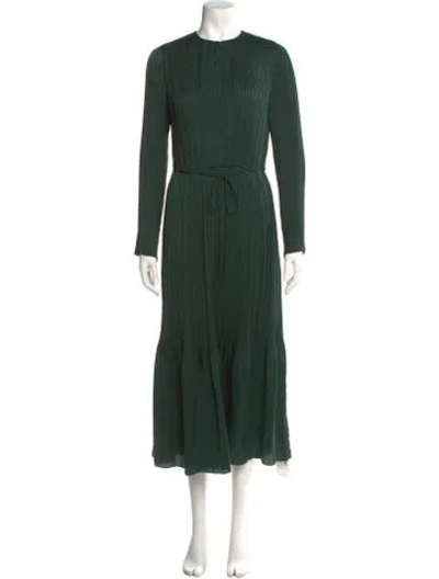 Pre-owned Vince Crew Neck Long Dress In Green