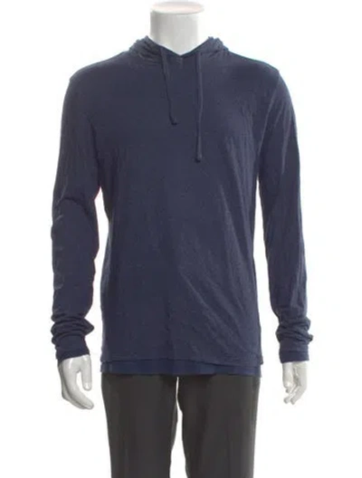Pre-owned Vince Crew Neck Long Sleeve Hoodie In Blue