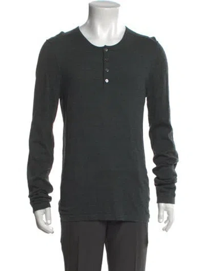 Pre-owned Vince Crew Neck Long Sleeve Polo Sweater In Green