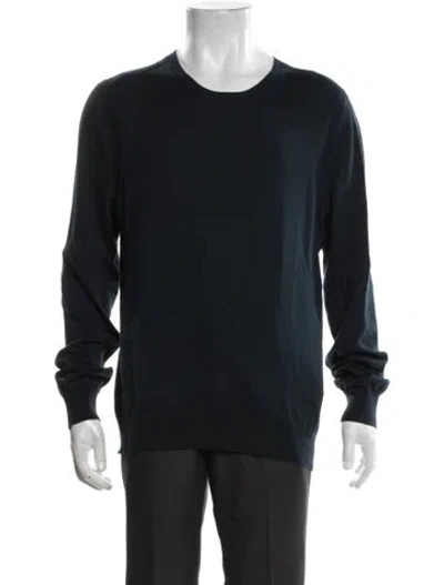 Pre-owned Vince Crew Neck Long Sleeve Pullover In Black/blue