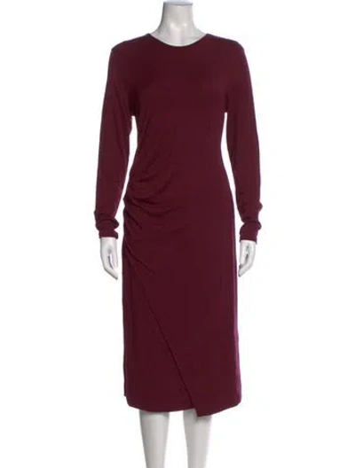 Pre-owned Vince Crew Neck Midi Length Dress In Burgundy