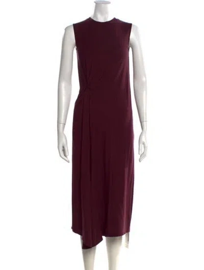 Pre-owned Vince Crew Neck Midi Length Dress In Burgundy