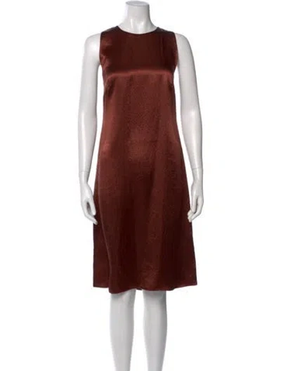 Pre-owned Vince Crew Neck Midi Length Dress W/ Tags In Brown