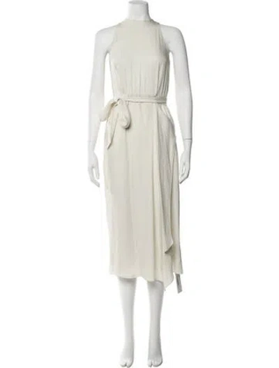 Pre-owned Vince Crew Neck Midi Length Dress In White