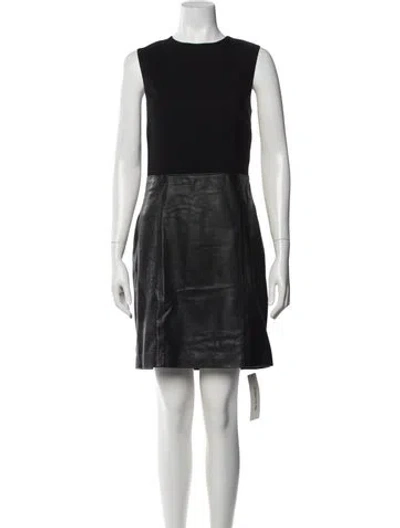 Pre-owned Vince Crew Neck Mini Dress In Black
