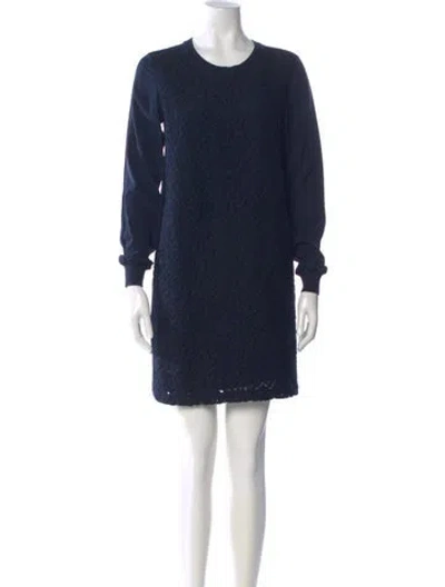 Pre-owned Vince Crew Neck Mini Dress In Blue
