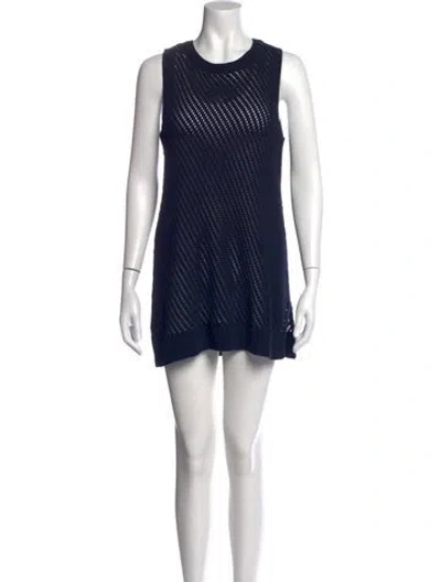 Pre-owned Vince Crew Neck Mini Dress In Blue