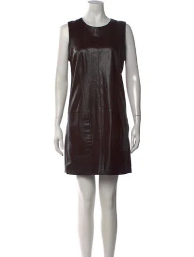 Pre-owned Vince Crew Neck Mini Dress In Brown