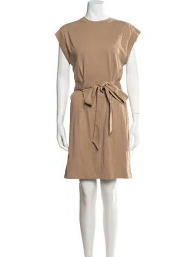 Pre-owned Vince Crew Neck Mini Dress In Brown/neutrals