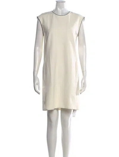 Pre-owned Vince Crew Neck Mini Dress In White