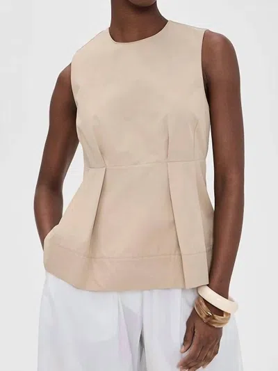 Vince Crew Neck Paneled Top In Wheatstone In Neutral