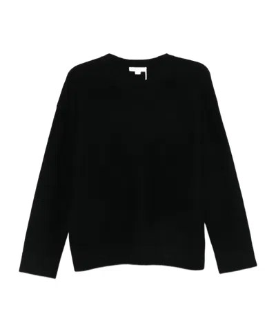 Vince Crew Neck Ribbed Sweater In Black