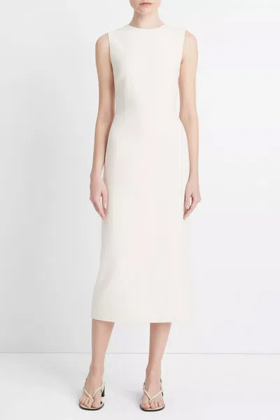 VINCE CREW NECK SHEATH DRESS IN OFF-WHITE 