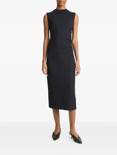 VINCE CREW-NECK SLEEVELESS MIDI DRESS