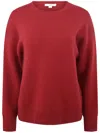 Vince Structured Wool And Cashmere Crewneck Sweatshirt In Red